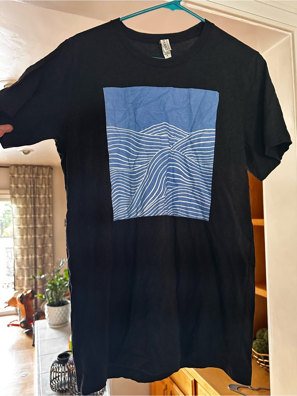 Bella Canvas Black Tee with Blue Wave Graphic